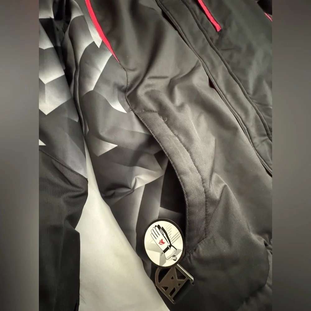 ZeroXposur  Puffy Black Jacket with Red and Gray Accents